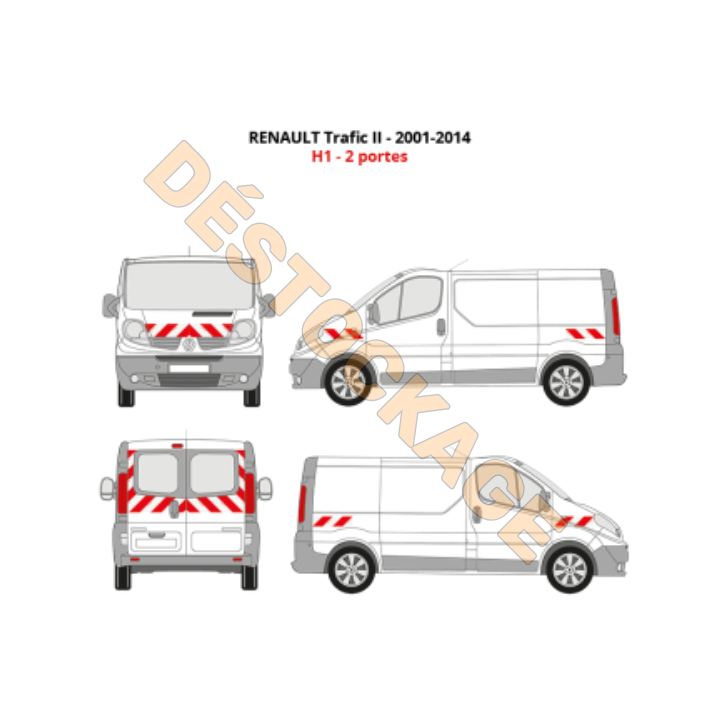 Rot-weißes Markierungskit - Renault Trafic II Phase 1/2 2001-2014 H1 Klasse B