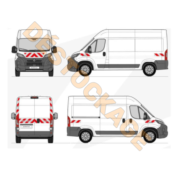 Kit de balisage rouge et blanc - Peugeot Boxer 2024+ H2 Kit de balisage rouge et blanc - Peugeot Boxer 2024+ H2