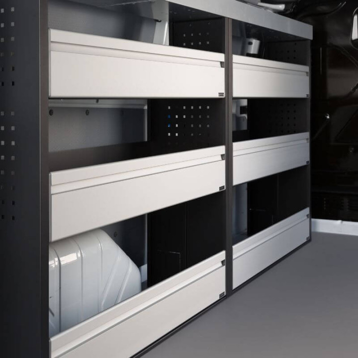 Aménagement PROVAN (gauche) avec tiroirs pour Volkswagen T5 2011-2015 (photo générique) - côté