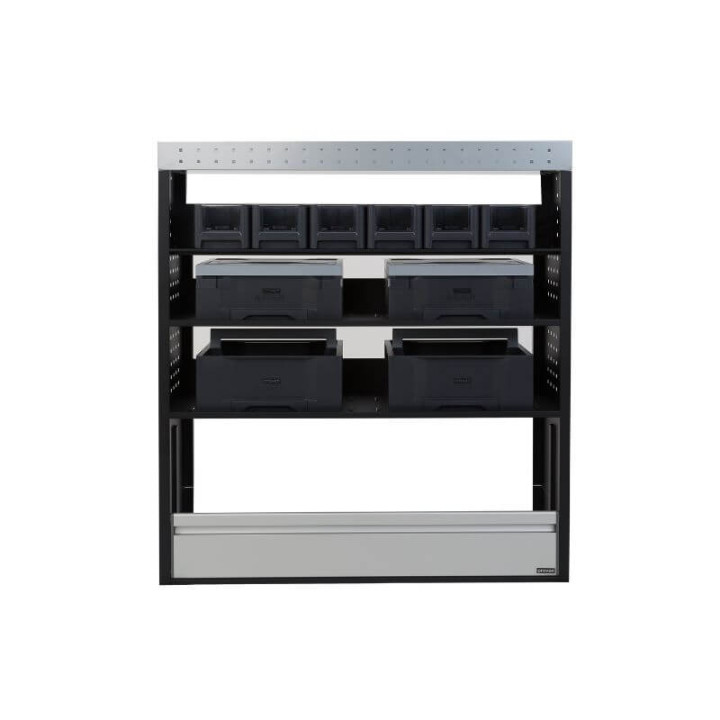 Aménagement PROVAN (gauche ou droite) avec mallettes pour Volkswagen T6/T6.1 2015-2025 (photo générique) - vue de face