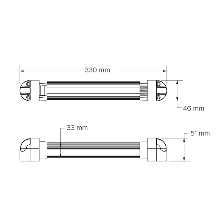 Plafonnier LED 33cm avec interrupteur - dimensions