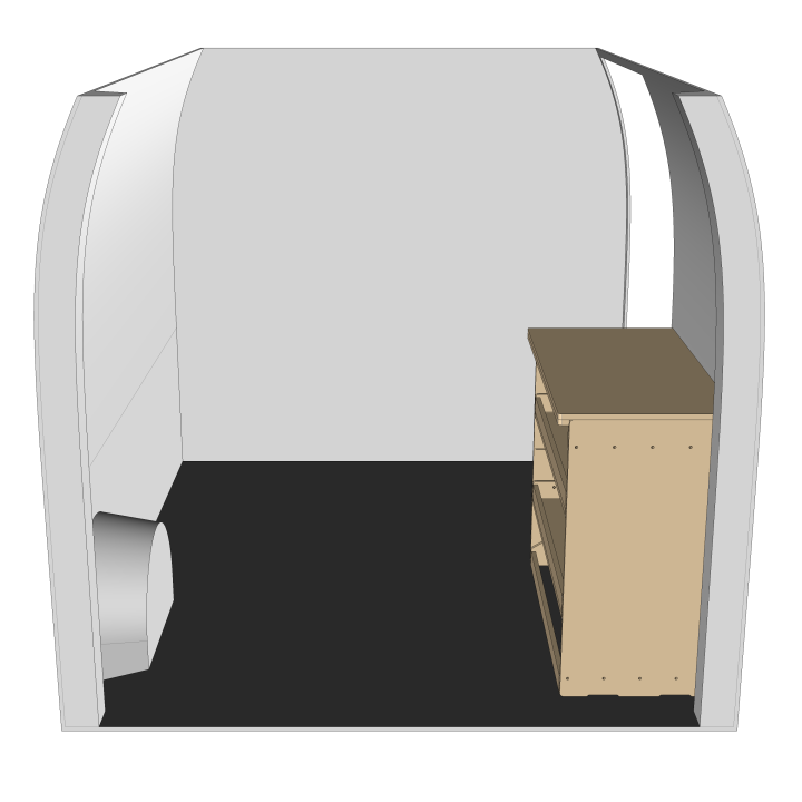 Rohholzregal mit Werkbank Frontansicht Volkswagen Crafter 2006-2016