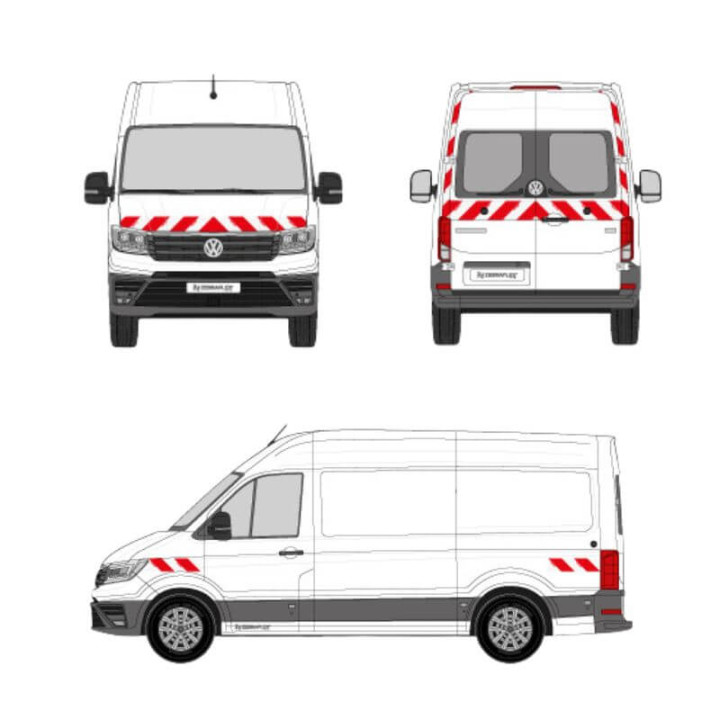 Markierungsset - Volkswagen Crafter 2017+ Flügeltüren. Vorgeschnittene Streifen, einsatzbereit