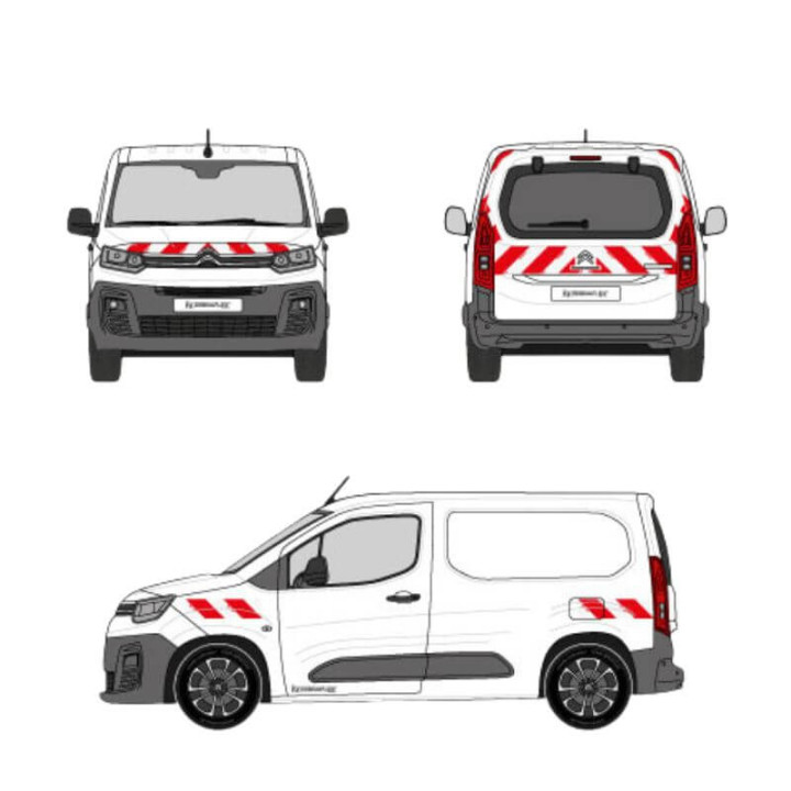 Markierungskit - Citroen Berlingo Van 2018-2023 Heckklappe. Vorgeschnittene, aufklebbare Streifen