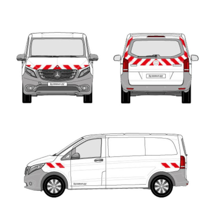 Markierungskit - Mercedes Vito Heckklappe. Vorgeschnittene, aufklebbare Streifen