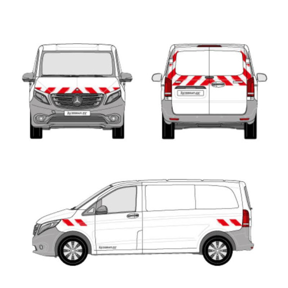 Markierungskit - Mercedes Vito Flügeltüren. Vorgeschnittene, aufklebbare Streifen