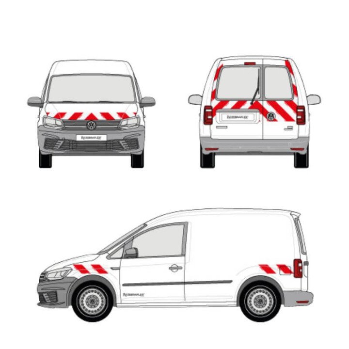 Markierungskit - Volkswagen Caddy Flügeltüren. Vorgeschnittene, aufklebbare Streifen