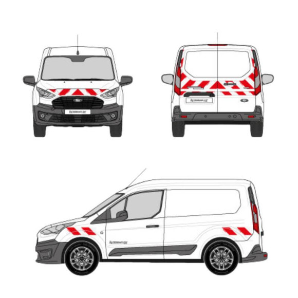 Markierungsset - Ford Transit Connect Flügeltüren. Vorgeschnittene Klebestreifen, bereit zum Aufkleben Markierungsset - Ford Transit Connect Flügeltüren. Vorgeschnittene Klebestreifen, bereit zum Aufkleben