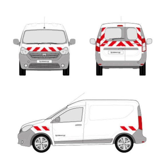 Markierungsset - Dacia Dokker Van Flügeltüren. Vorgeschnittene Klebestreifen zum Aufkleben