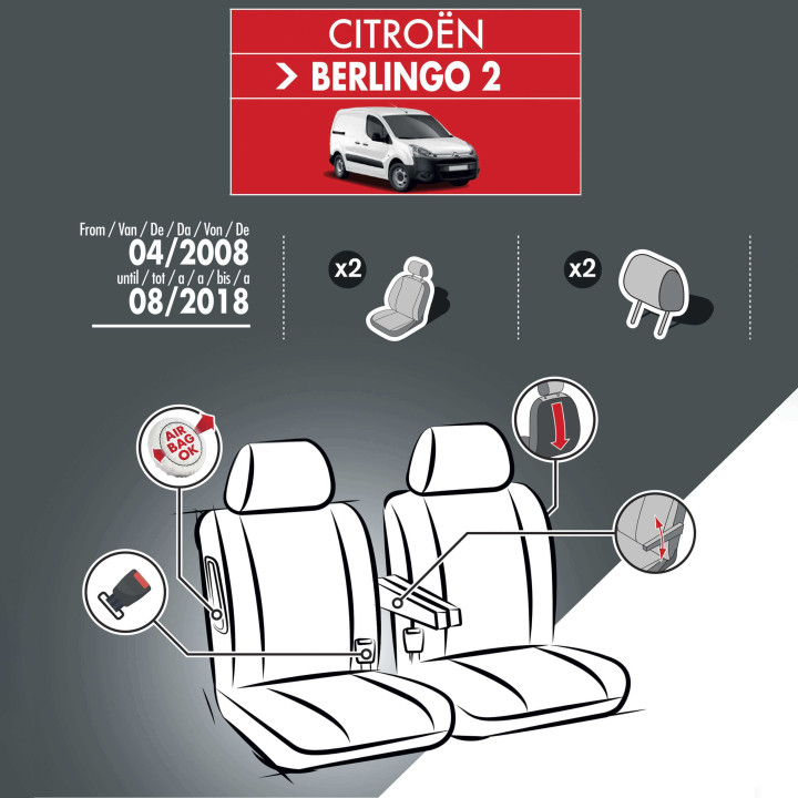 Housses de siège en simili cuir -  Citroen Berlingo II (2008-2018)