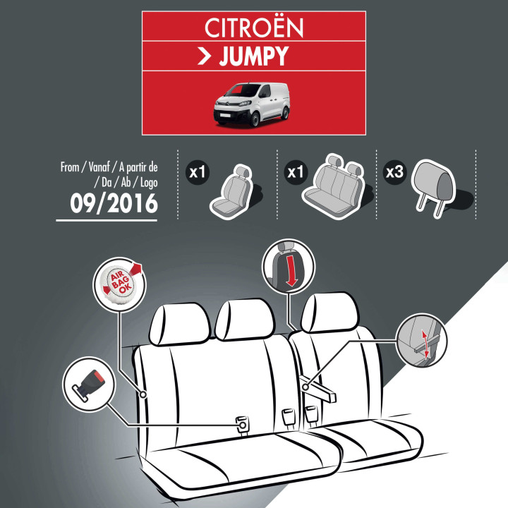 Housses de siège en simili cuir -  Citroen Jumpy 2016+