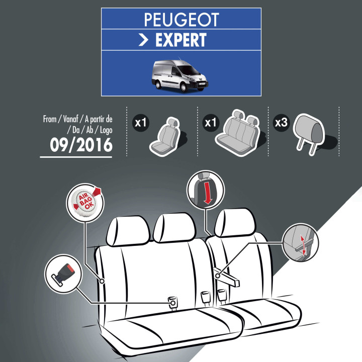 Housses de siège en simili cuir -  Peugeot Expert 2016+