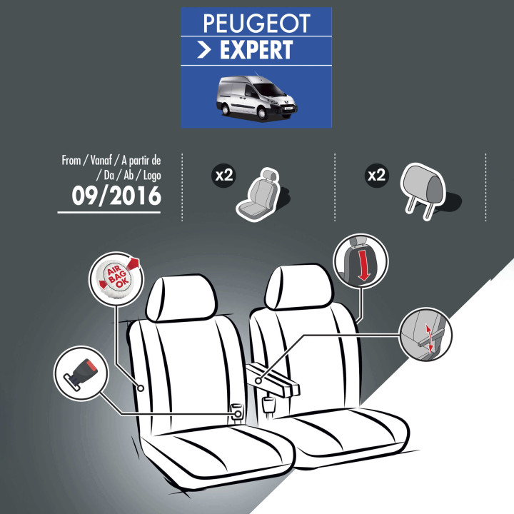 Housses de siège en simili cuir -  Peugeot Expert 2016+