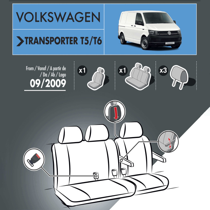 Housses de siège en simili cuir -  Volkswagen Transporter T6