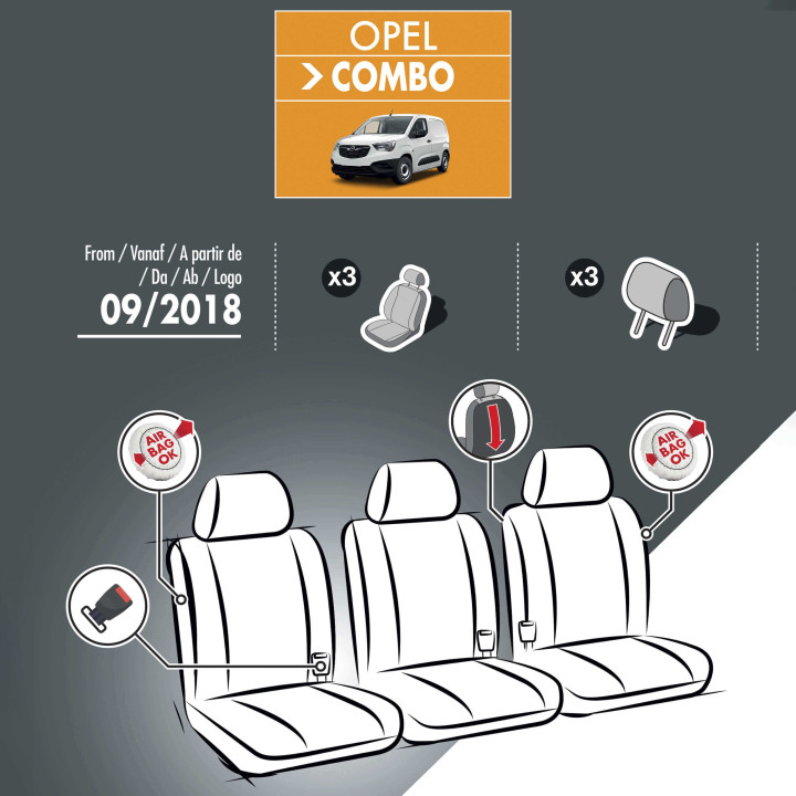 Housses de siège en simili cuir -  Opel Combo Cargo 2018+