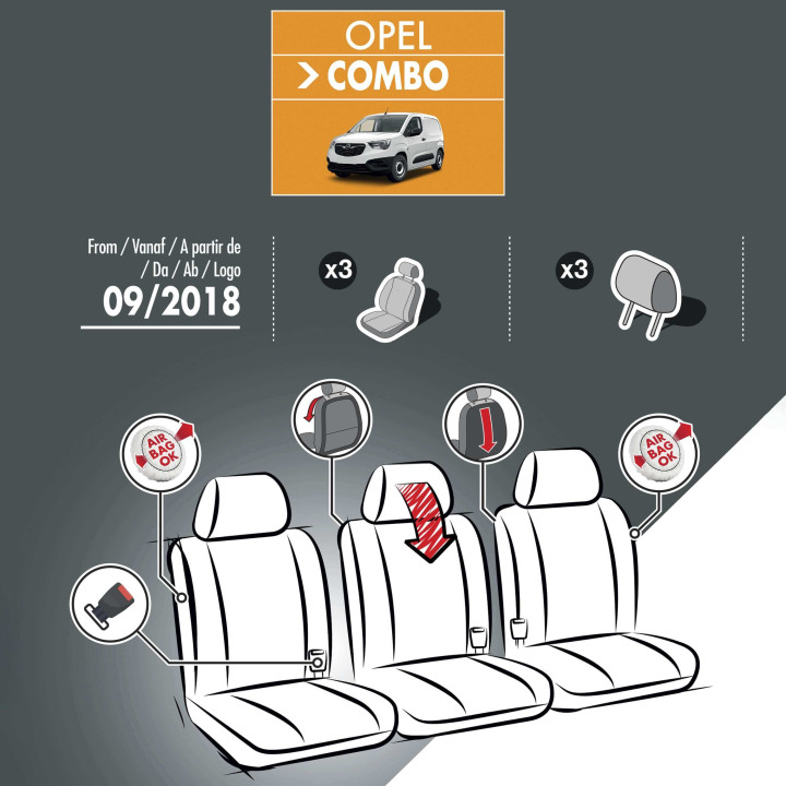 Housses de siège en simili cuir -  Opel Combo Cargo 2018+