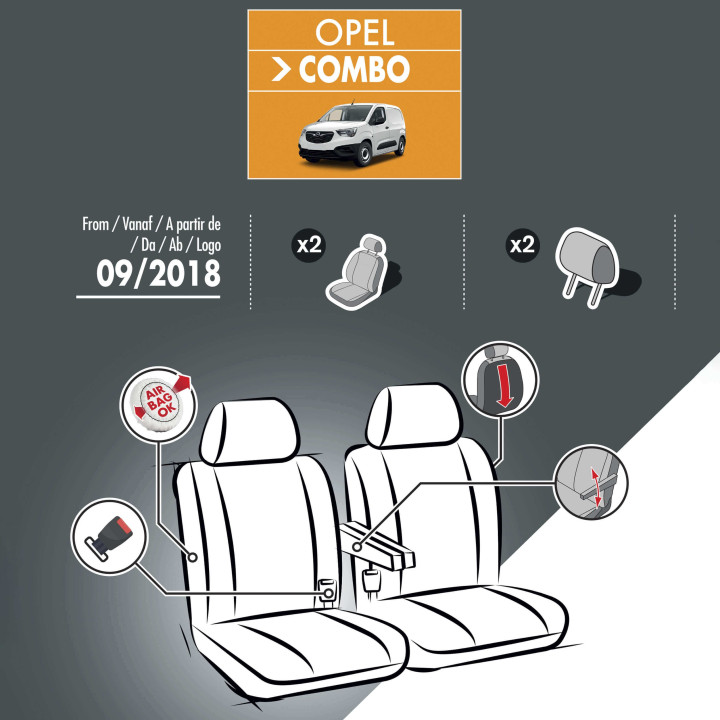 Housses de siège en simili cuir -  Opel Combo Cargo 2018+