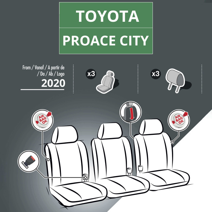 Sitzbezüge aus Stoff für Toyota Proace City - ohne Ablage