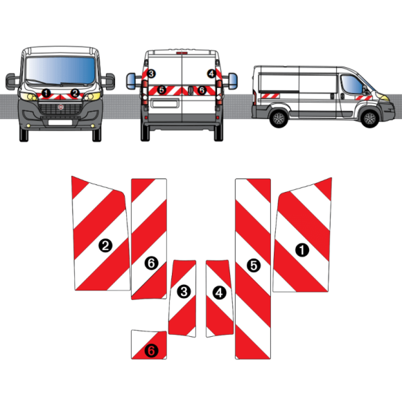 Kit de balisage - Fiat Ducato portes battantes. Bandes adhésives 3M pré-découpés prêtes à poser Kit de balisage - Fiat Ducato portes battantes. Bandes adhésives 3M pré-découpés prêtes à poser