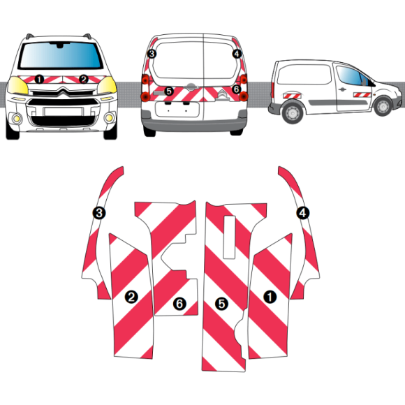 Kit de balisage - Citroen Berlingo II 2008-2018 avec portes battantes Kit de balisage - Citroen Berlingo II 2008-2018 avec portes battantes