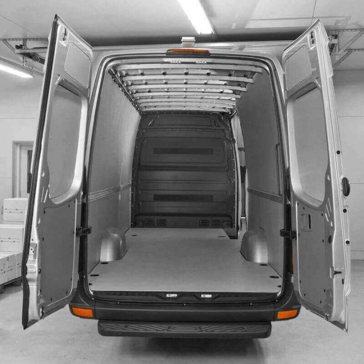 Komplette Holz-Innenverkleidung für Fiat Scudo 2022+ Doppelkabine - mit Boden mit grauer rutschfester Folie