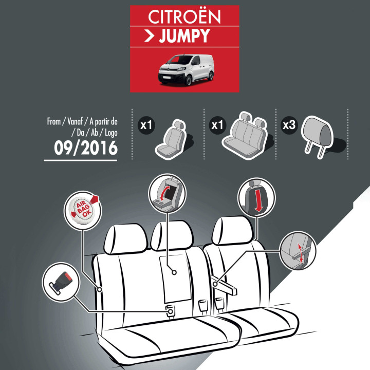 Housses de siège en simili cuir -  Citroen Jumpy 2016+